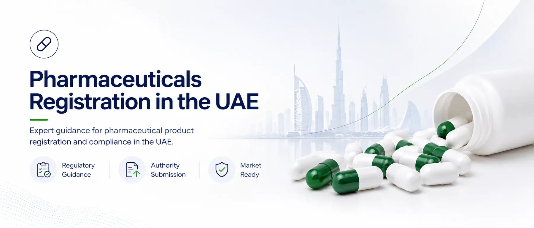 Pharmaceuticals Registration in the UAE, expert guidance for pharmaceutical product registration and compliance. Regulatory Guidance · Authority Submission · Market Ready.