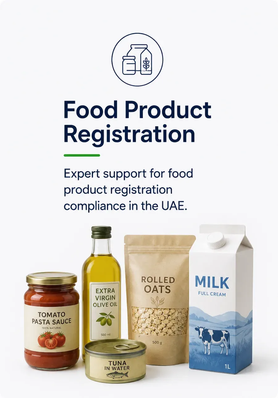 Food Product Registration, expert support for food product registration compliance in the UAE